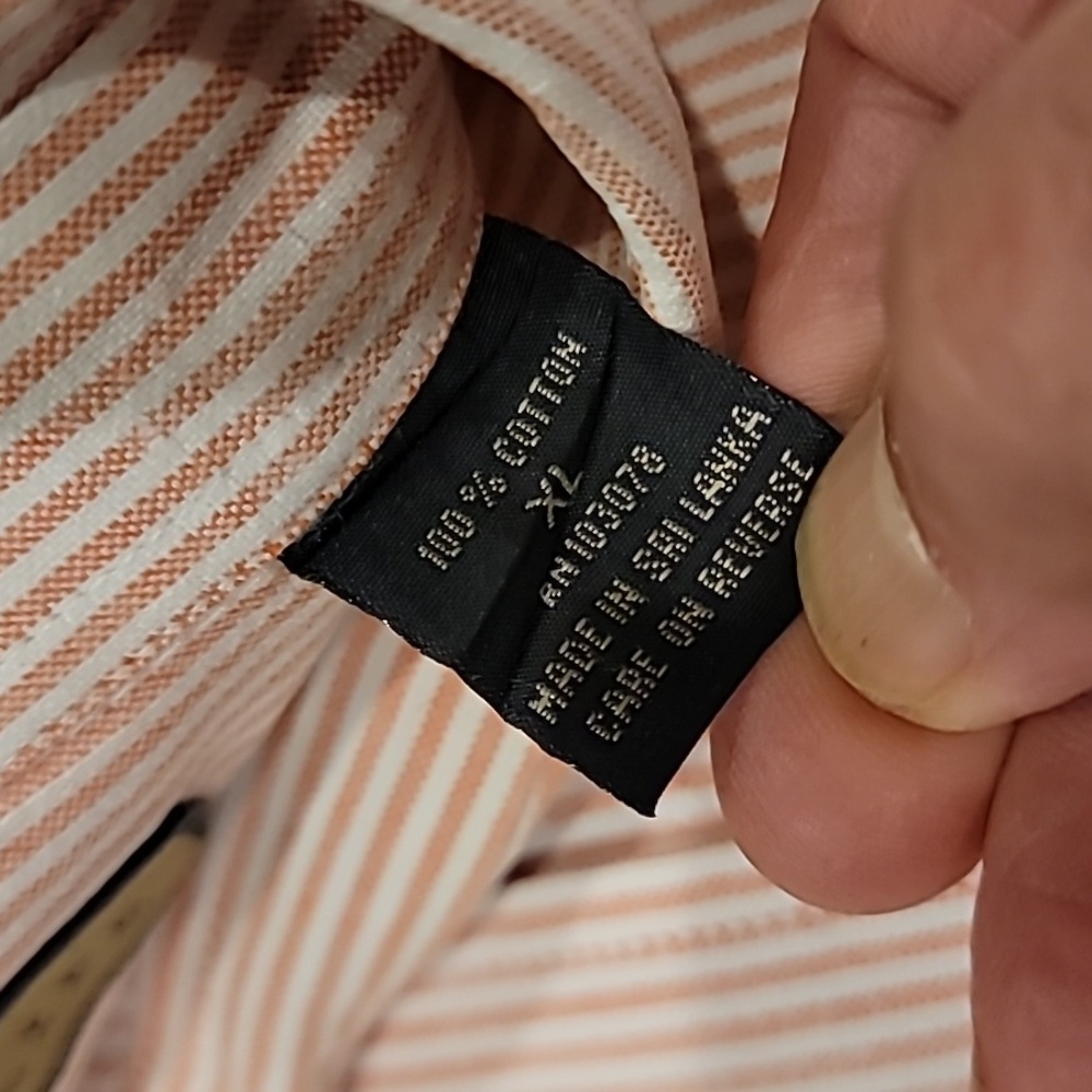Natural Life Big Shirt Pinstripe Button Down Collar Shirt Pink White XL - Picture 9 of 11